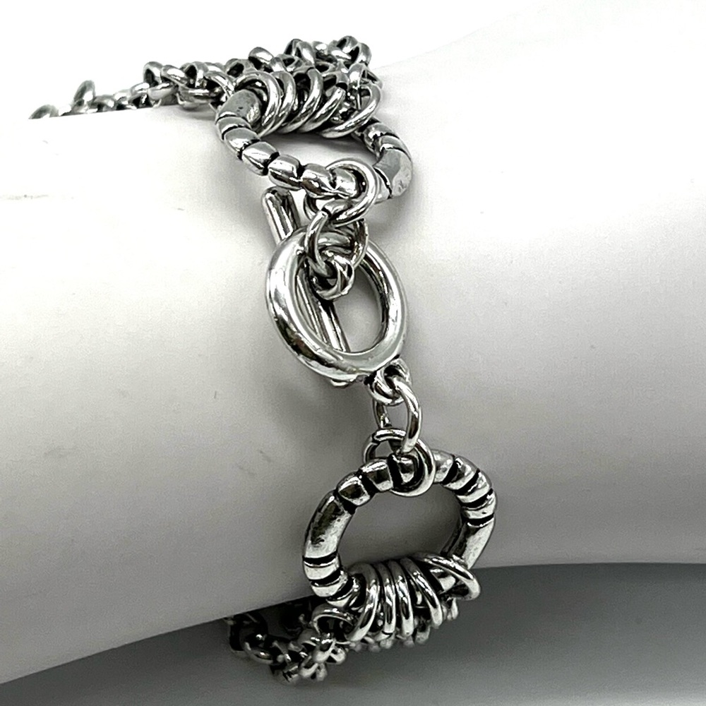 Faux turquoise silver tone vintage toggle Bracelet - Picture 4 of 7